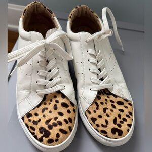 Halogen White and Leopard Print Sneakers